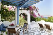 Blue and white private furnished verandas...